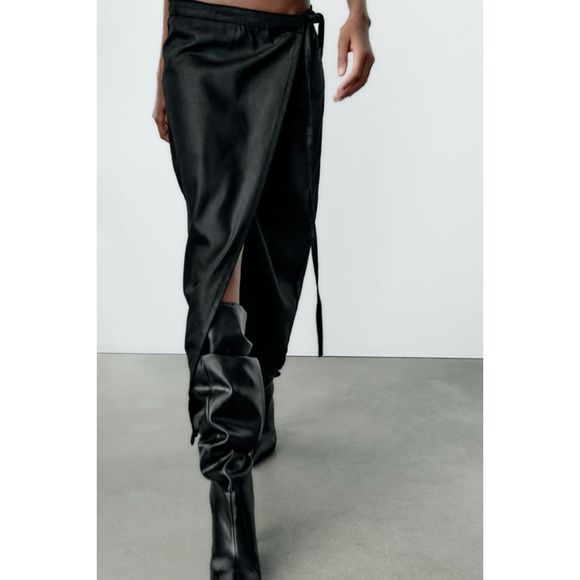 ZARA TRF COATED DENIM SKIRT - Picture 2 of 8